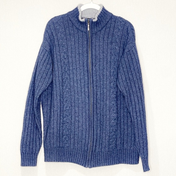 Columbia XCO Men’s Blue‎ Full Zip Wool Blend Sweater Size XL - Picture 1 of 6